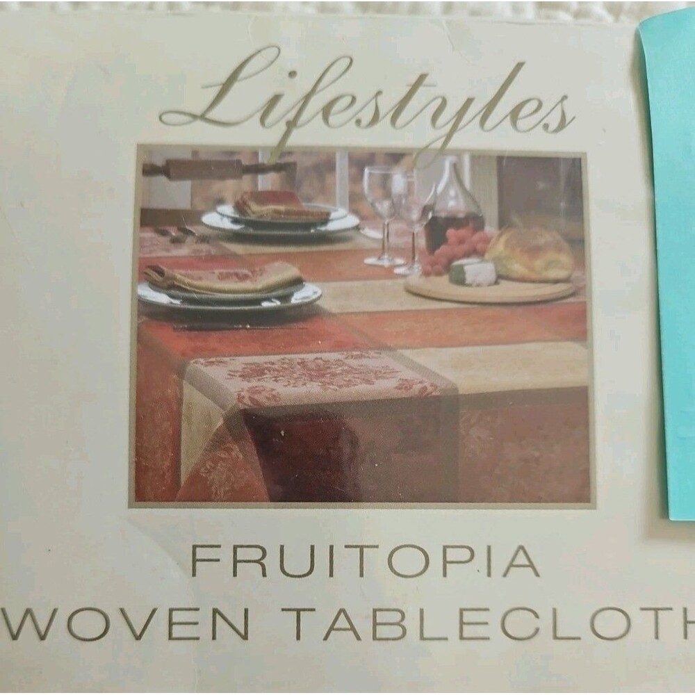 Bardwill Tablecloth 70" Round Fruitopia Auburn Cotton Blend New Sealed